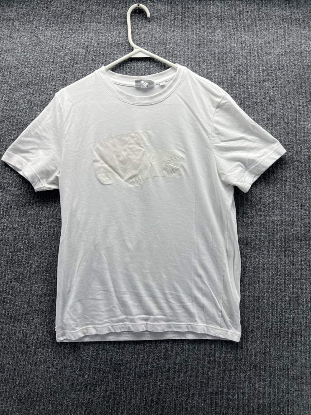 Lacoste Sport Shirt Mens Large White Tonal Croc Logo Graphic Tee Crewneck